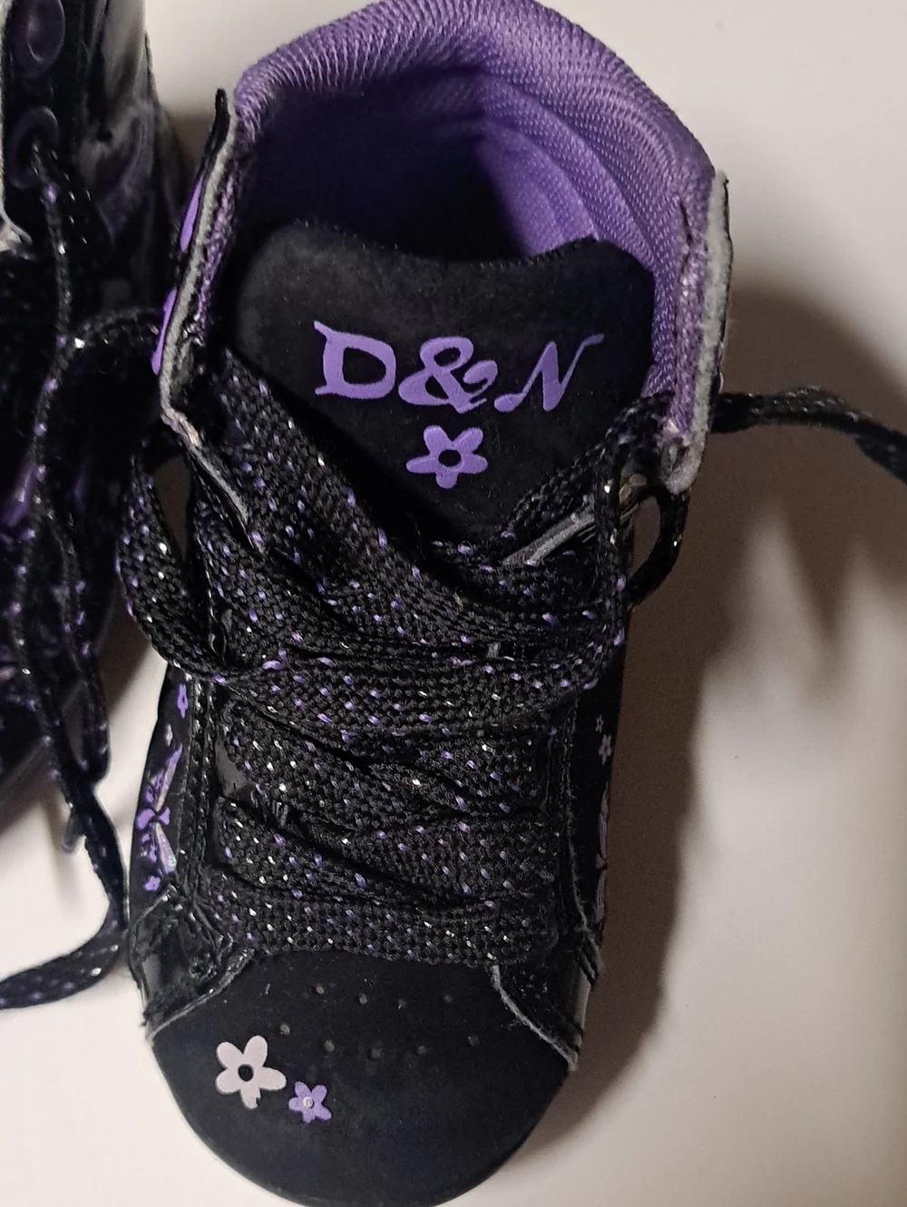 Kids Black & Purple Butterfly High-Top Sneakers - Youth Lace-Up